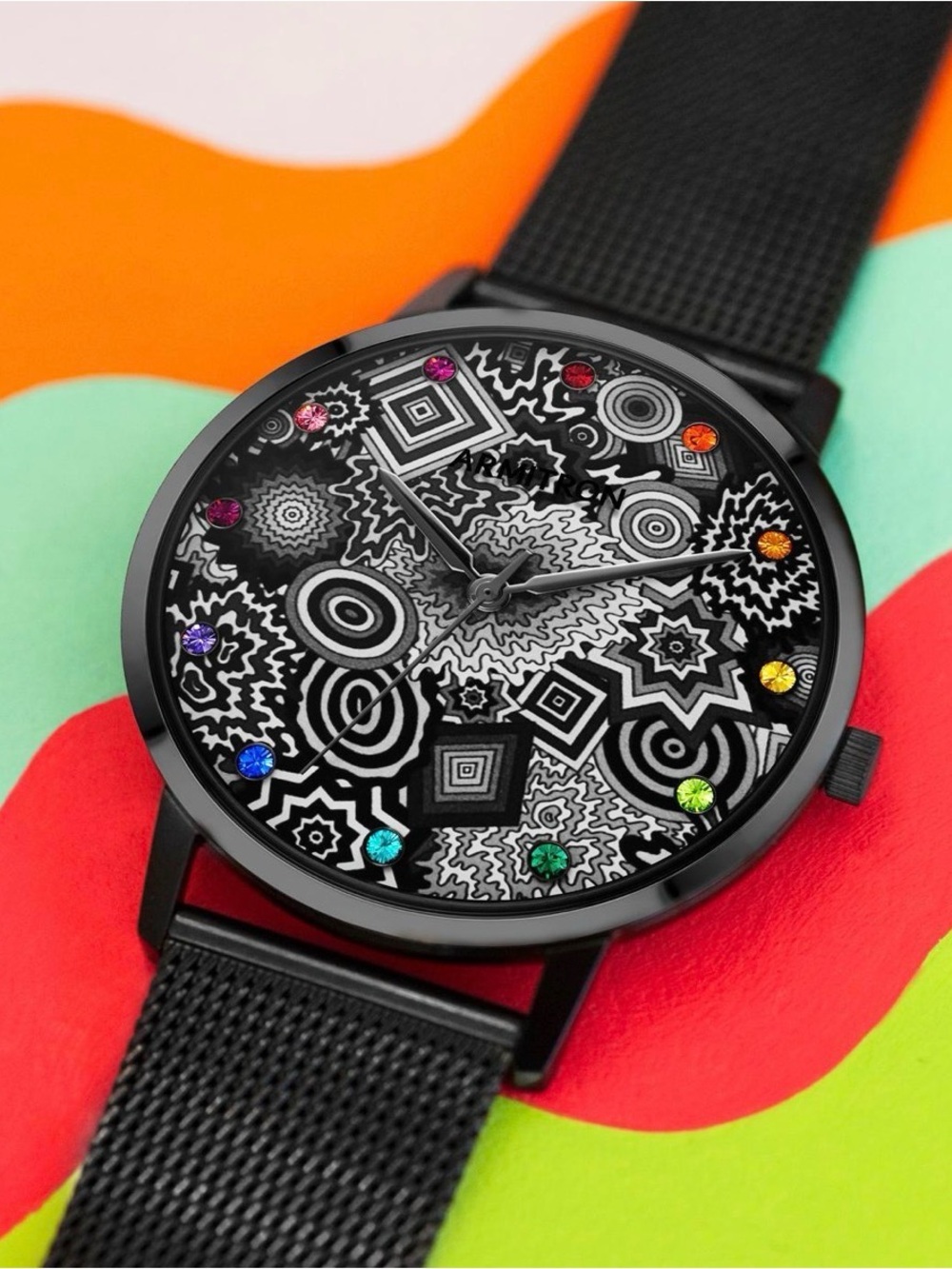 Armitron Jen Stark Artistry AC/1000TIJS Unisex Black Ultra Thin Round Watch